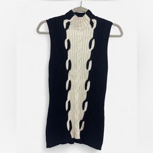 VTG Etcetera Black and White Cowl Neck Sweater